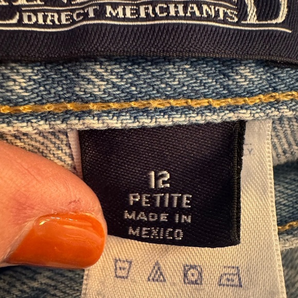 Lands End vintage high waisted white washed Blue Denim Jeans US 12 Petite - Picture 6 of 11